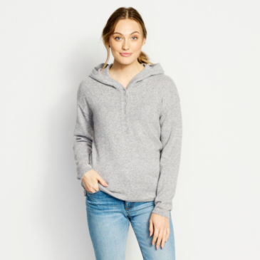 Classic Tipped Henley Hoodie - HEATHERED GREY
