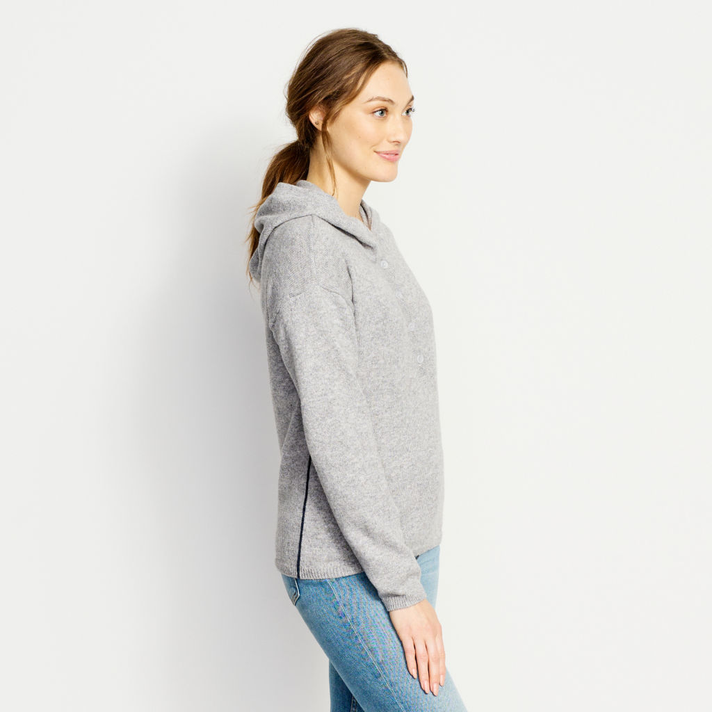 Classic Tipped Henley Hoodie - HEATHERED GREY image number 2