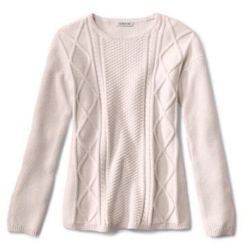 Cotton Cable Crew Sweater - NATURAL HEATHER