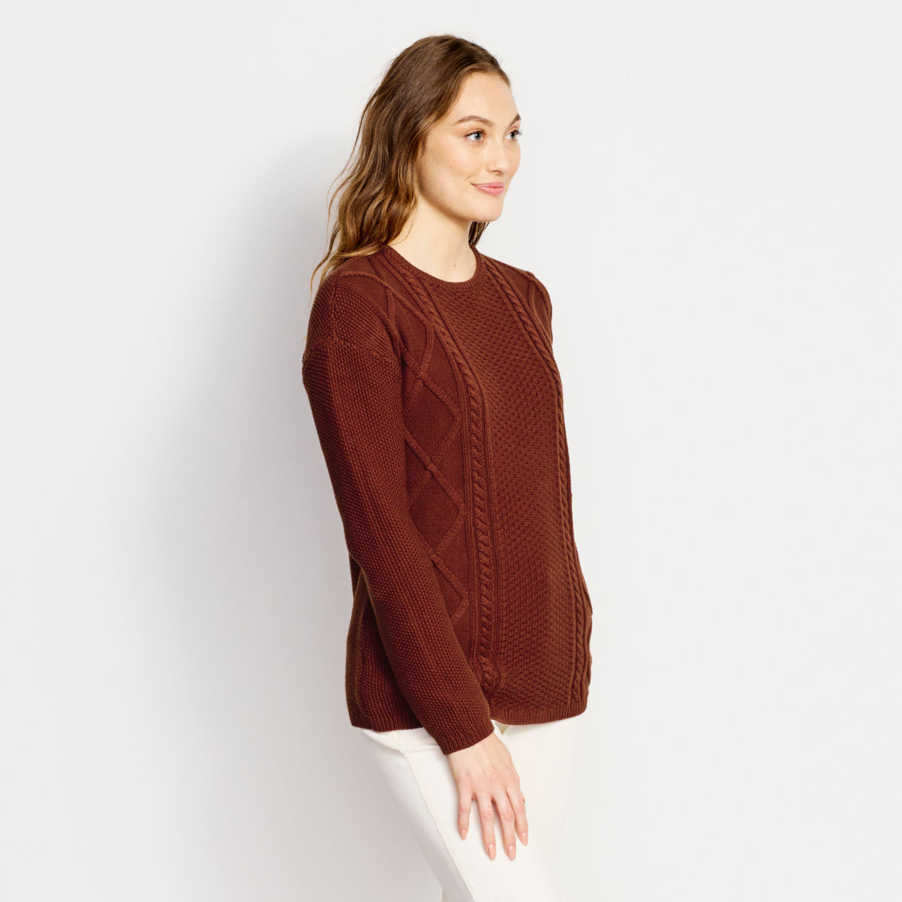 Cotton Cable Crew Sweater -  image number 2
