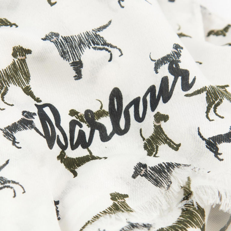 Barbour® Scribble Dog Print Scarf - CLOUD image number 1