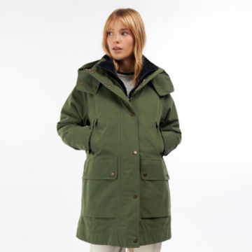 Barbour® Clary Hooded Raincoat - MOSS STONEimage number 0