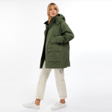 Barbour® Clary Hooded Raincoat - MOSS STONEimage number 1