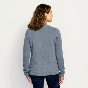 Cotton Cable Mockneck Sweater - BLUESTONE image number 2