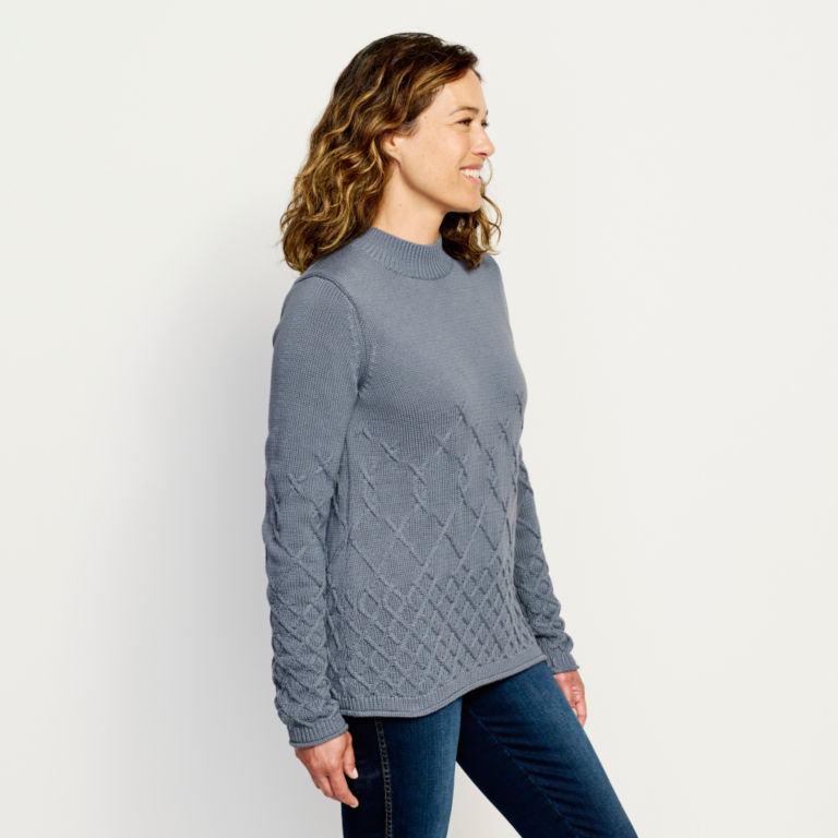 Cotton Cable Mockneck Sweater - BLUESTONE image number 1