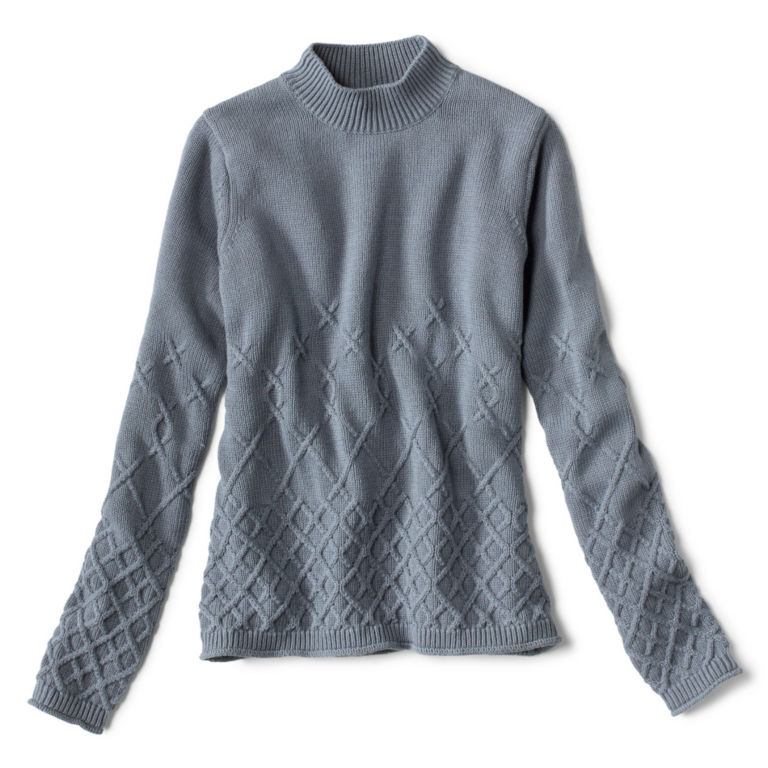 Cotton Cable Mockneck Sweater - BLUESTONE image number 3