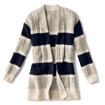 Donegal Stripe Cardigan - LIGHT HEATHERED GREY/NAVYimage number 4