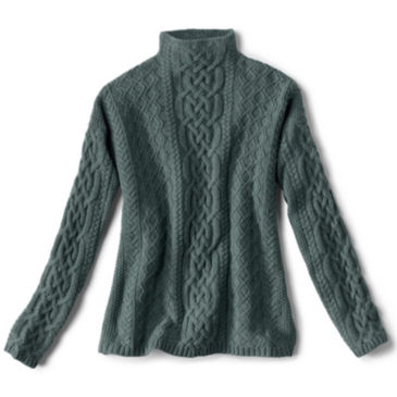 Donegal Cable Mockneck Sweater - DARK PINE