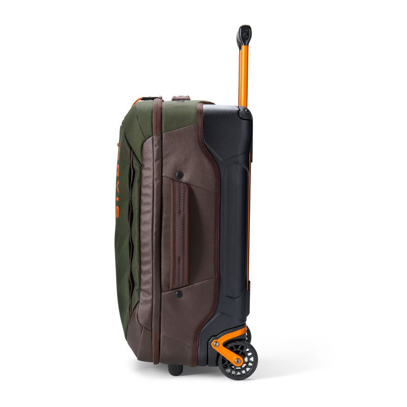 A close-up image of the replaceable wheels of luggage