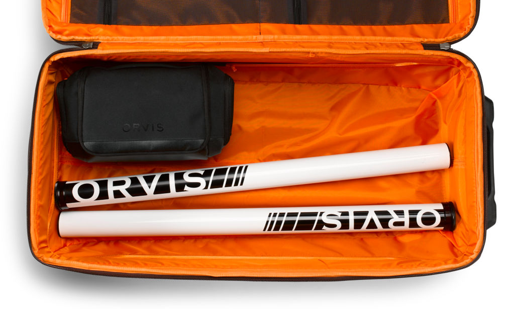 A Trekkage LT bag showing how spaciously a 9' fly rod tube and small bag fit inside. 