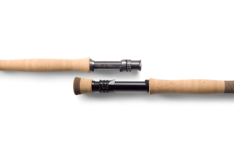 The butts of two different types of Helios Fly Rods.