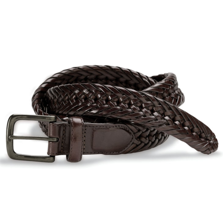 Braided Latigo Leather Belt - BROWN