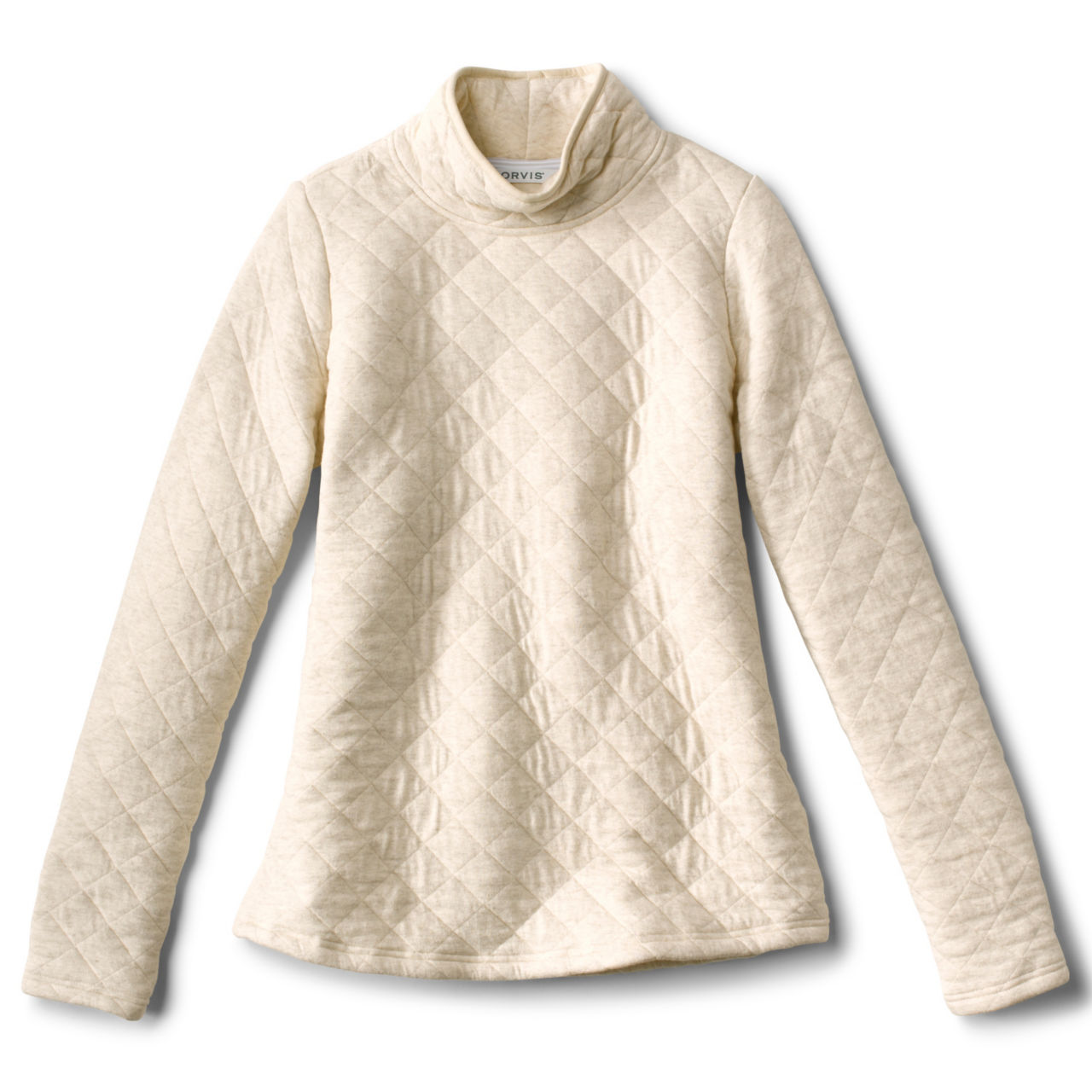 Quilted Turtleneck Sweatshirt - OATMEAL HEATHER image number 0