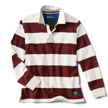 Long-Sleeved Striped Rugby Shirt in Port.