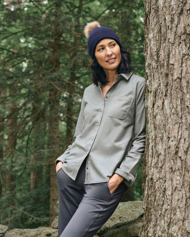 Slouchy Merino Wool Pom Beanie - NAVY image number 4