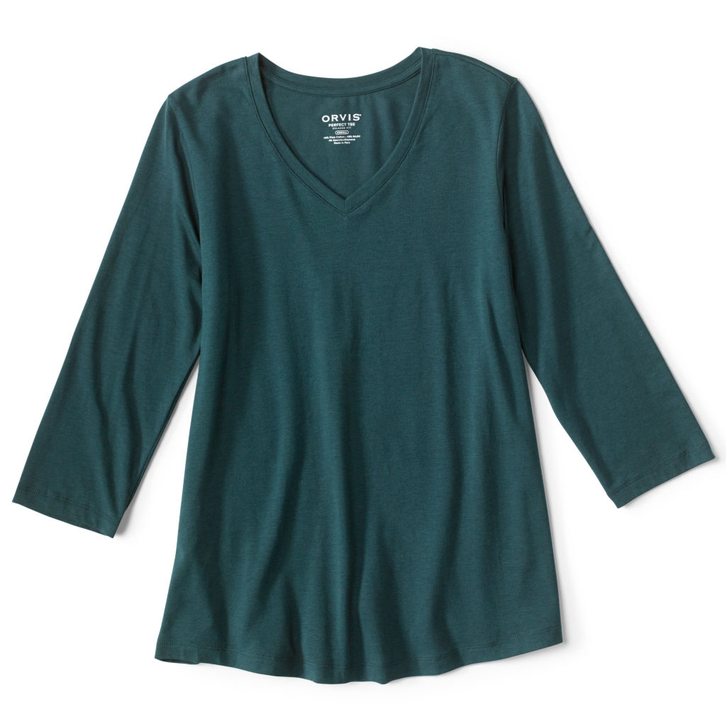 Perfect Relaxed V-Neck Three-Quarter Sleeve Tee -  image number 3