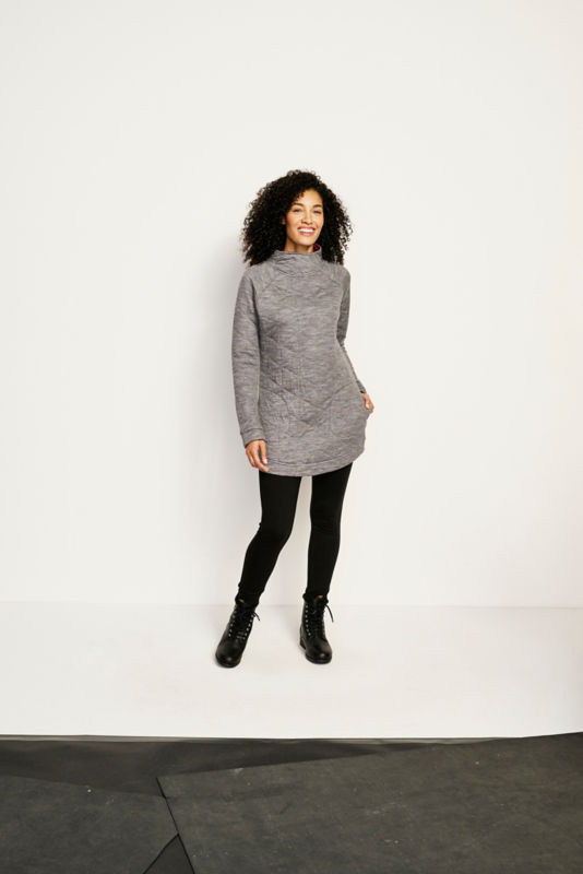Merino Quilted Mock Tunic - PORT image number 1