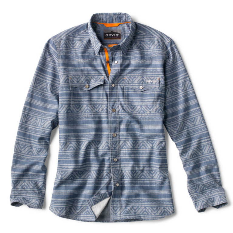 Patterned Tech Chambray Western Shirt - BLANKET PATTERN image number 0
