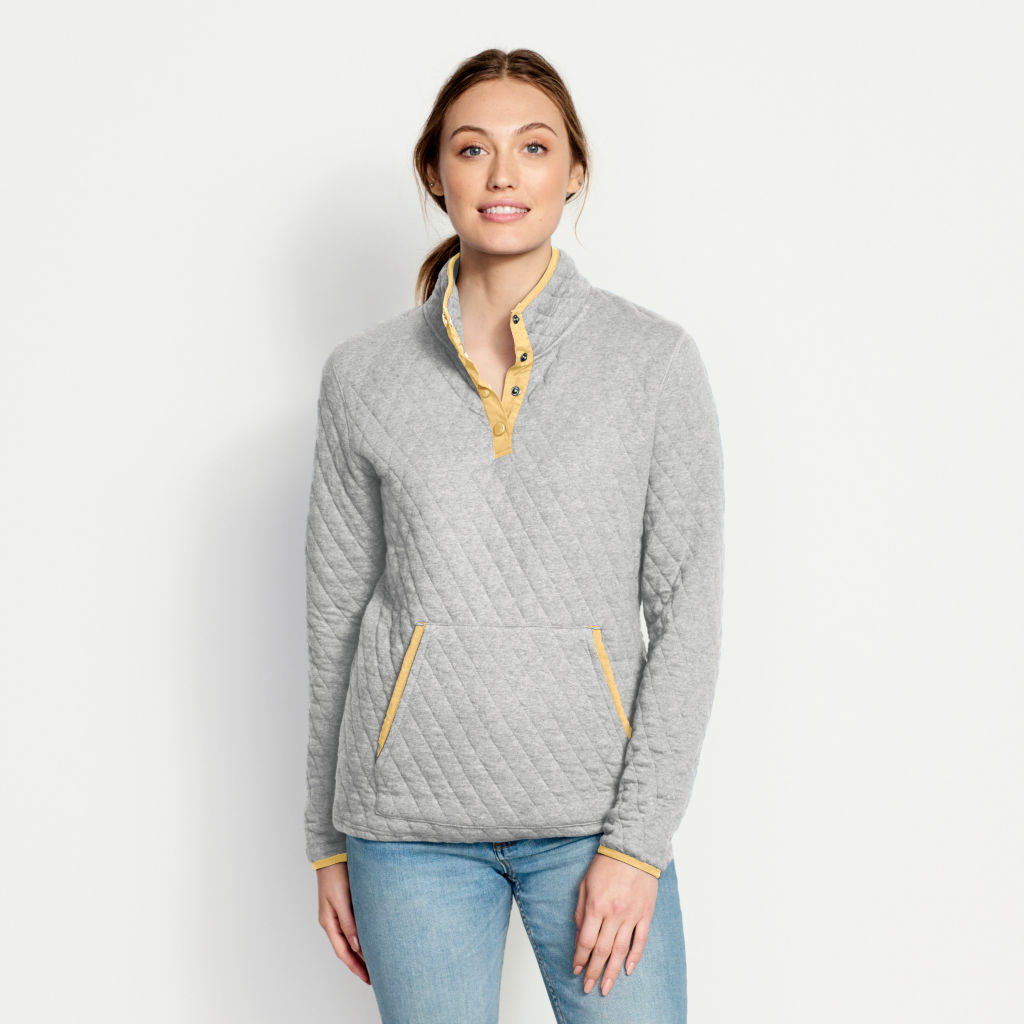 Women’s Outdoor Quilted Snap Sweatshirt - HEATHER GREY image number 0