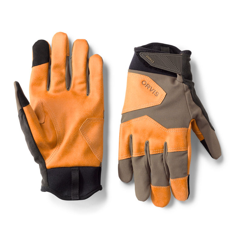 A pair of tri-colored men's work gloves with technical features.