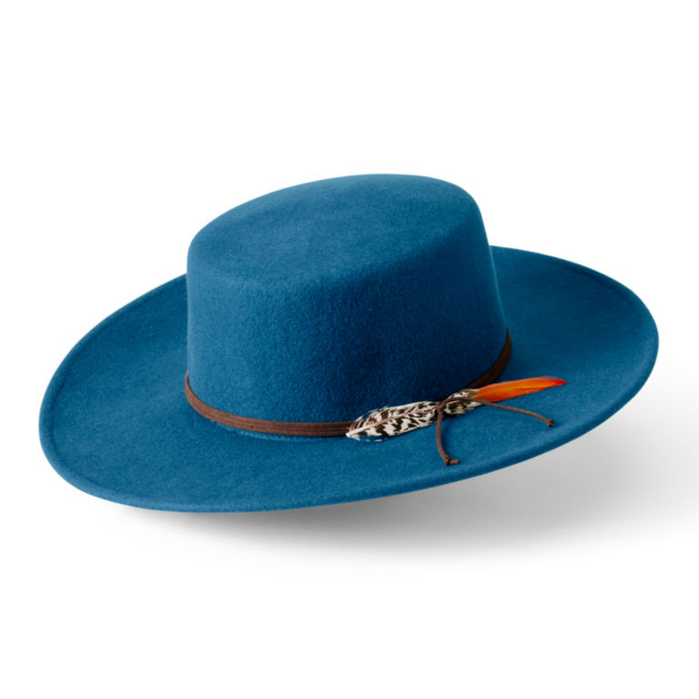 Women’s Wool Felt Boater Hat - TEAL image number 0