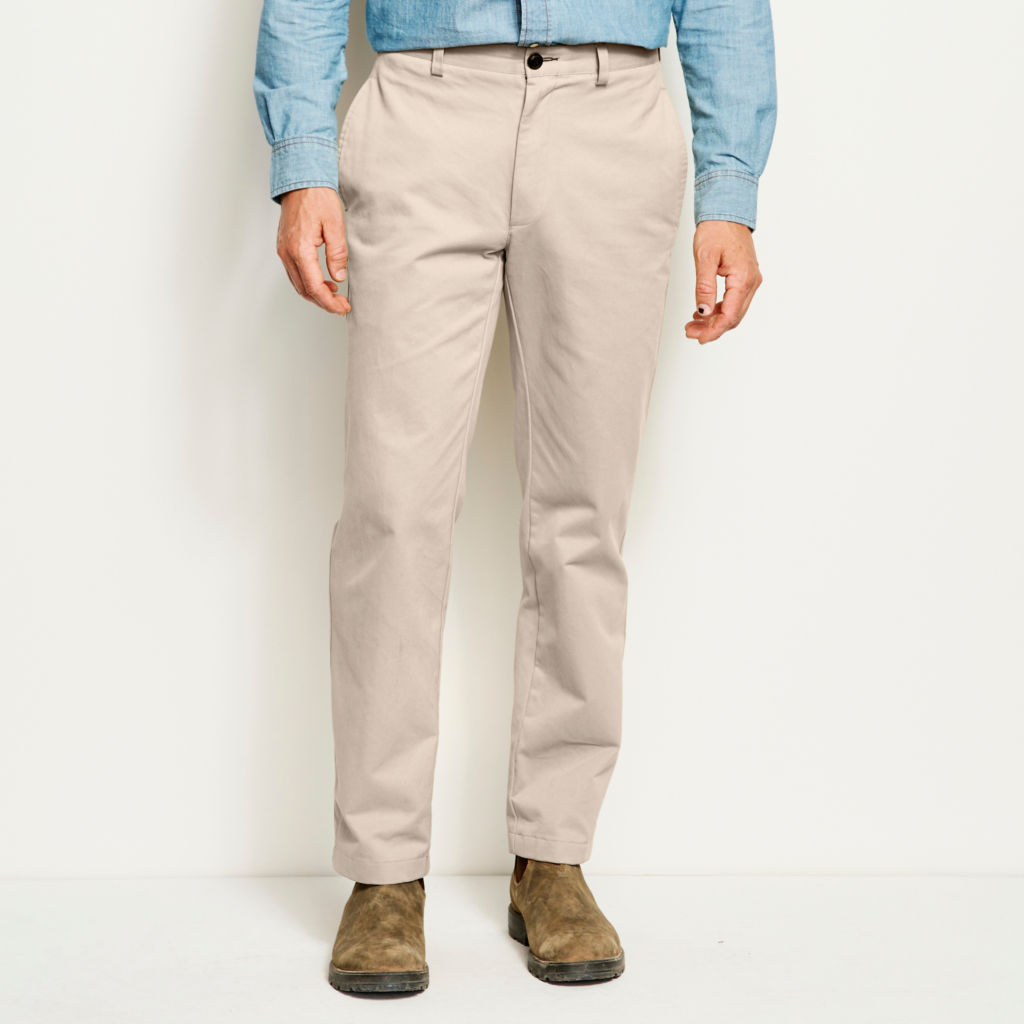 Ultimate Khakis Plain Front Pants - STONE image number 1