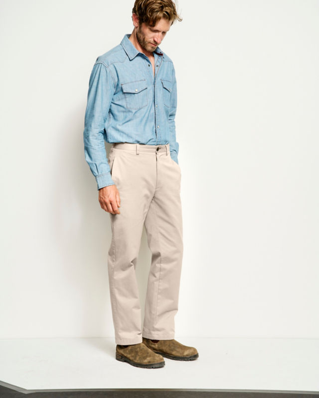 Ultimate Khakis Plain Front Pants - STONE image number 1