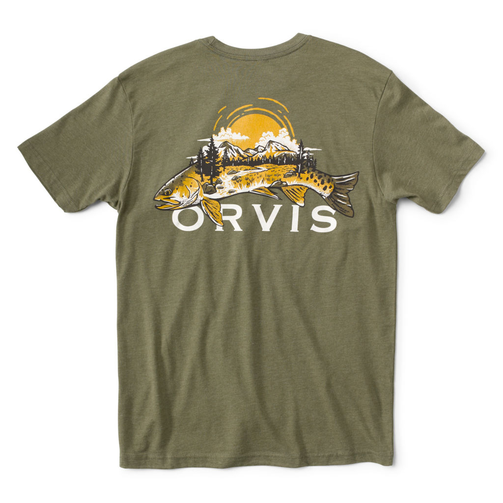 Trout Landscape T-Shirt - MILITARY GREEN image number 0