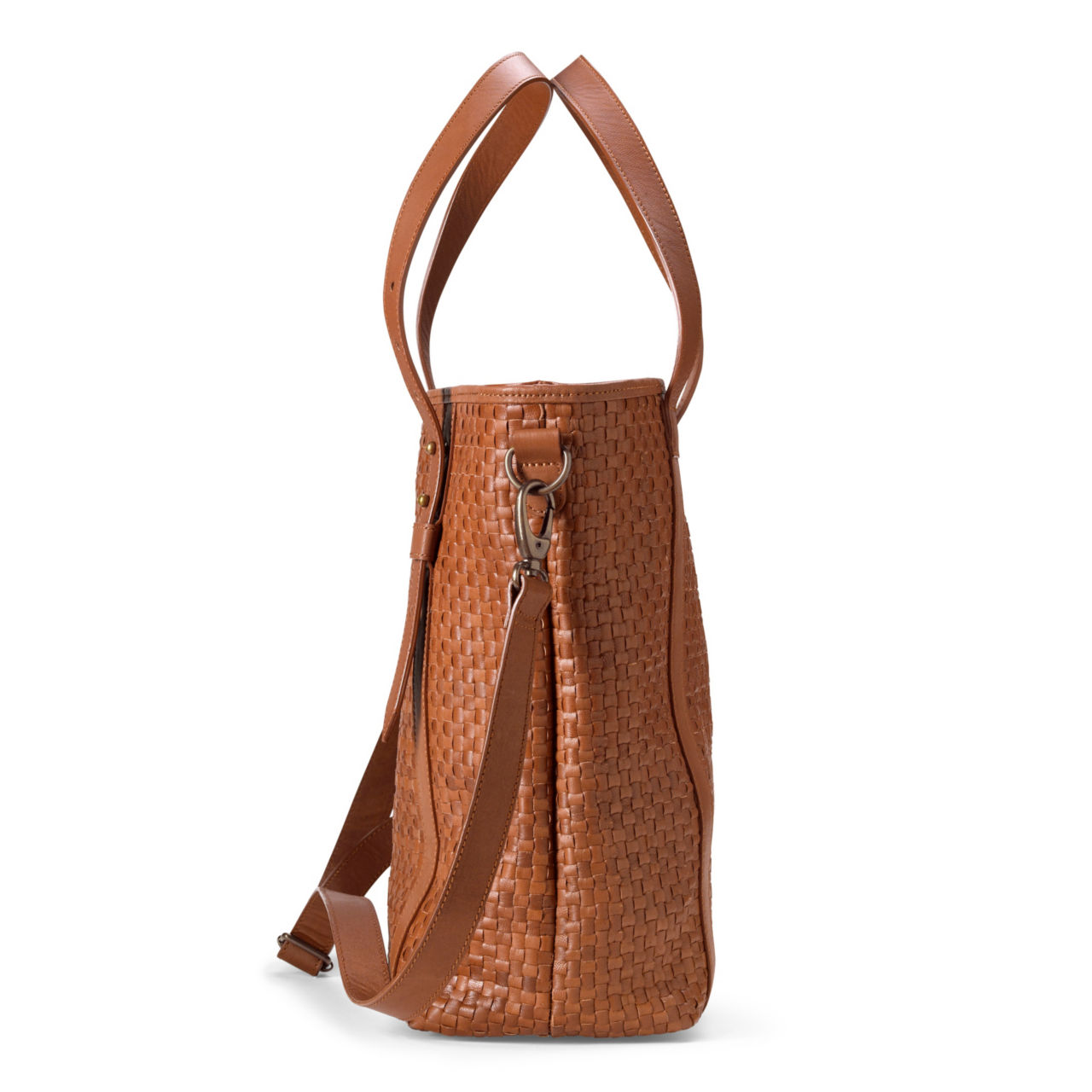 Saddle Ridge Woven Leather Tote - COGNAC image number 1