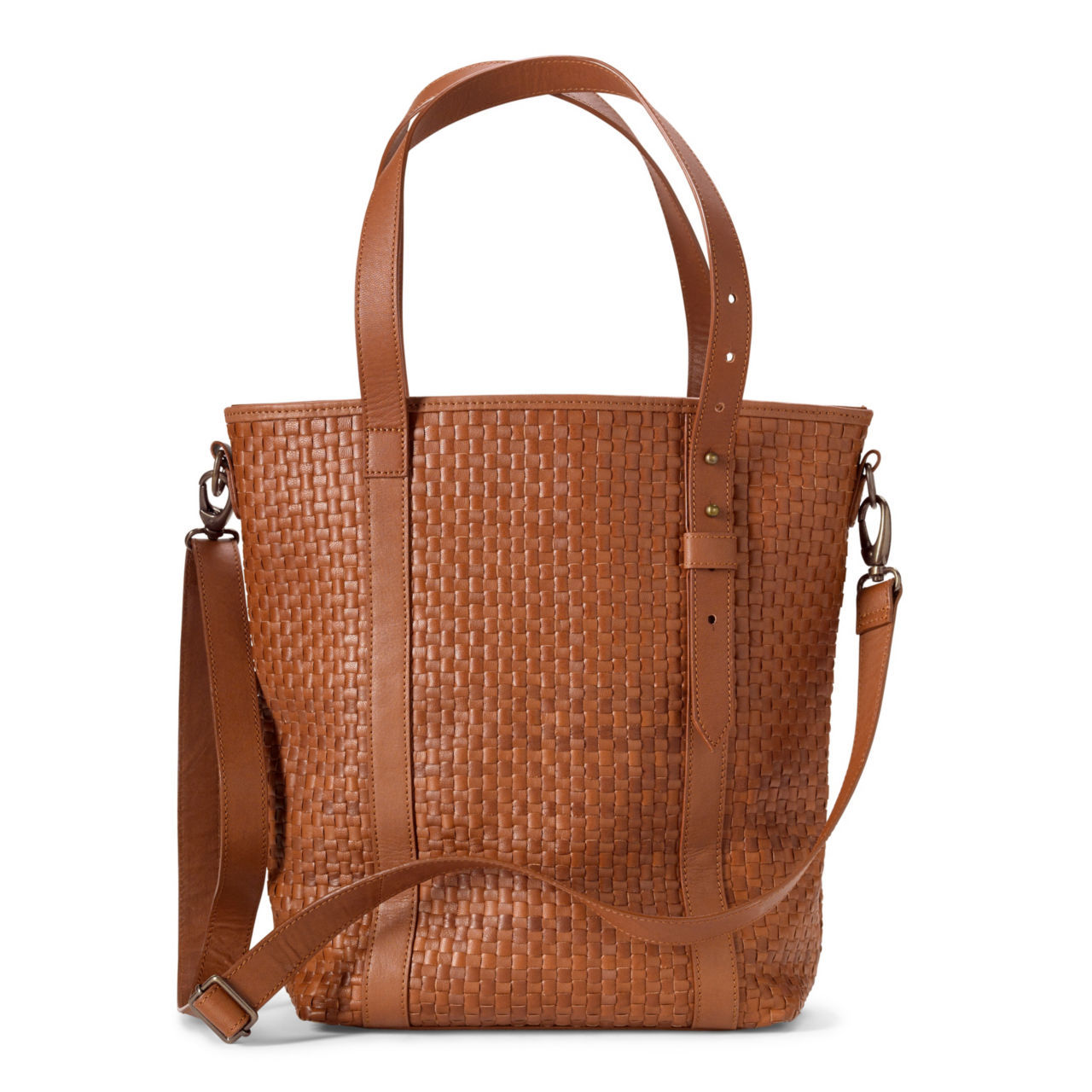 Saddle Ridge Woven Leather Tote - COGNAC image number 2