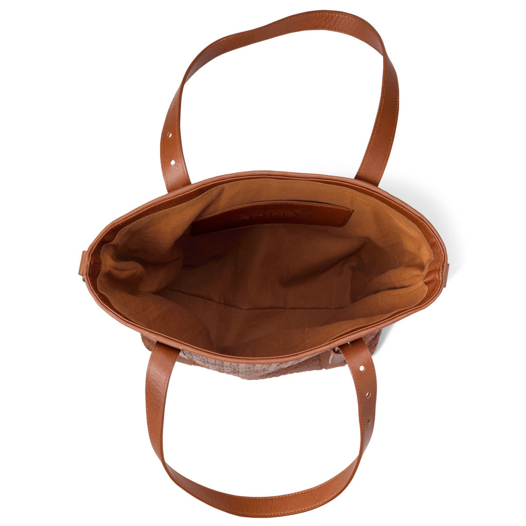 Saddle Ridge Woven Leather Tote - COGNAC image number 3