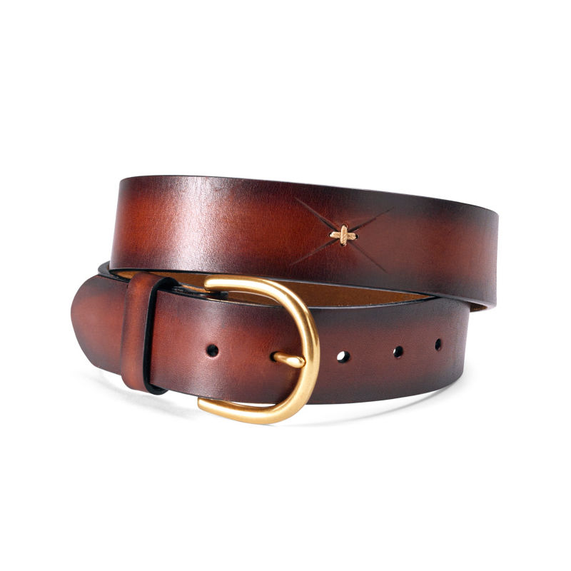 Latigo Cross Stitch Leather Belt - BROWN