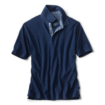 Short-Sleeved Indigo Polo Shirt - 