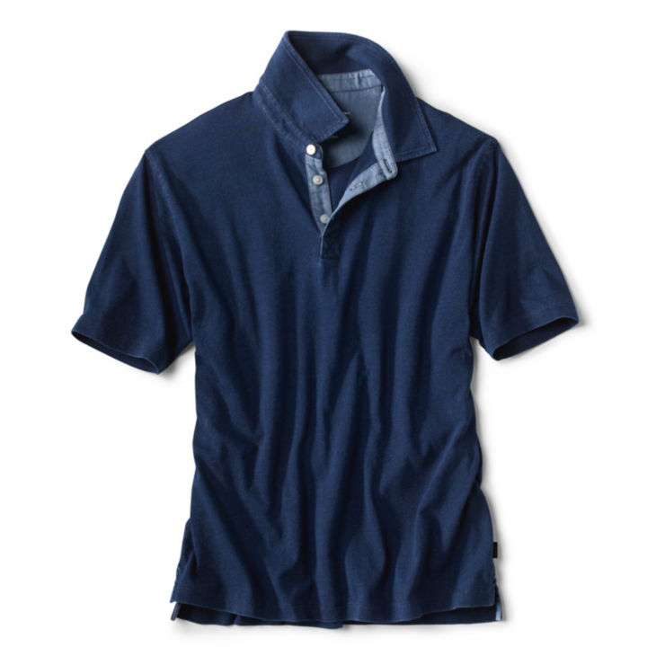 Short-Sleeved Indigo Polo Shirt - INDIGO