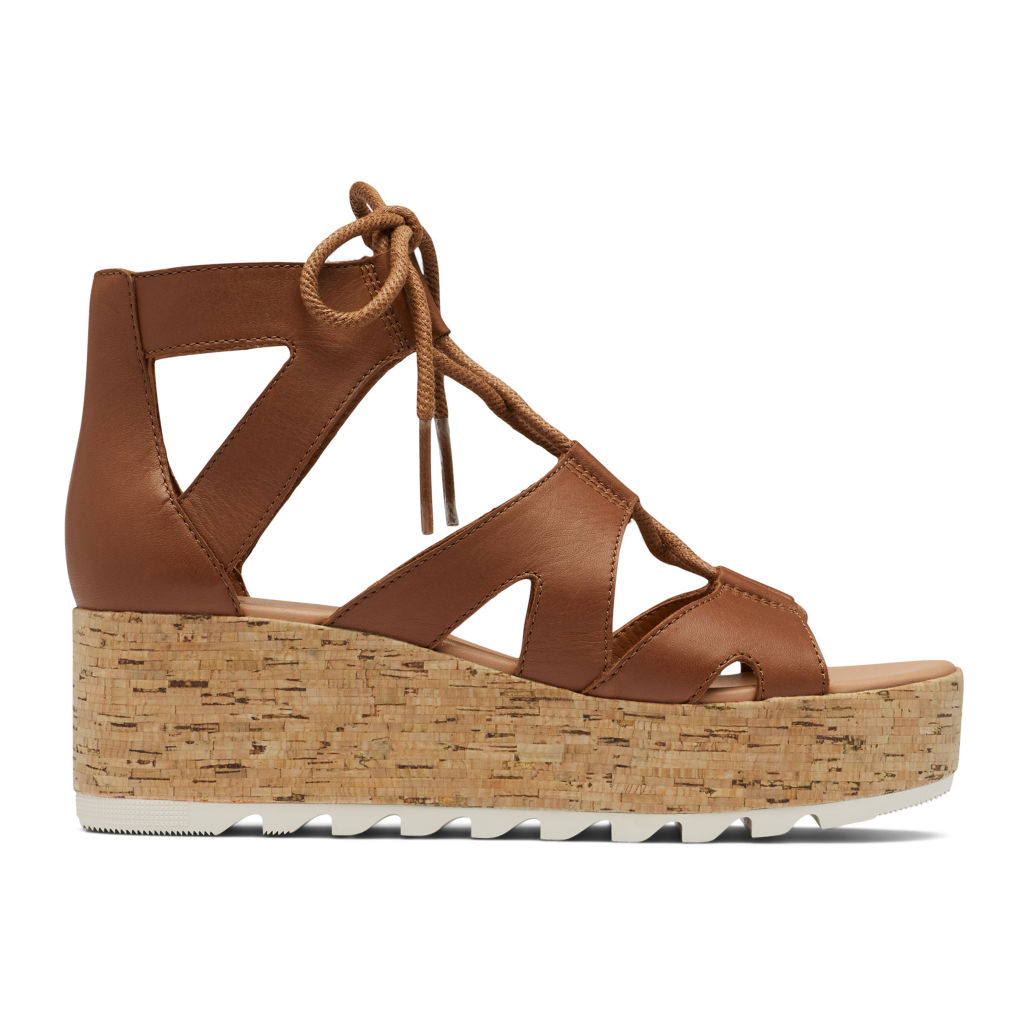 Sorel® Cameron Flatform Lace Wedge Sandals - VELVET TAN image number 0