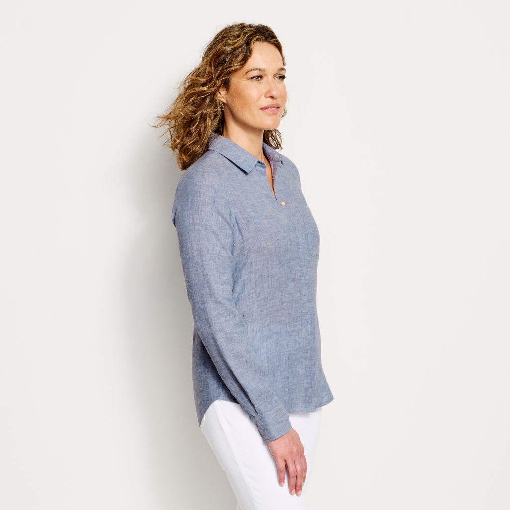 Performance Linen Long-Sleeved Shirt - SEA GLASS image number 3