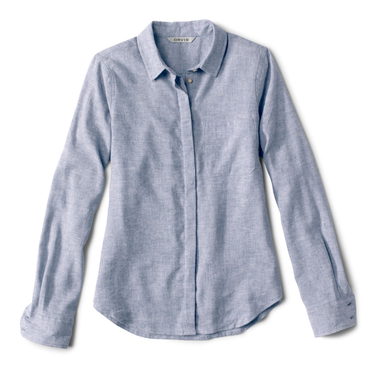 Performance Linen Long-Sleeved Shirt - DUSTY BLUE CHAMBRAY image number 4