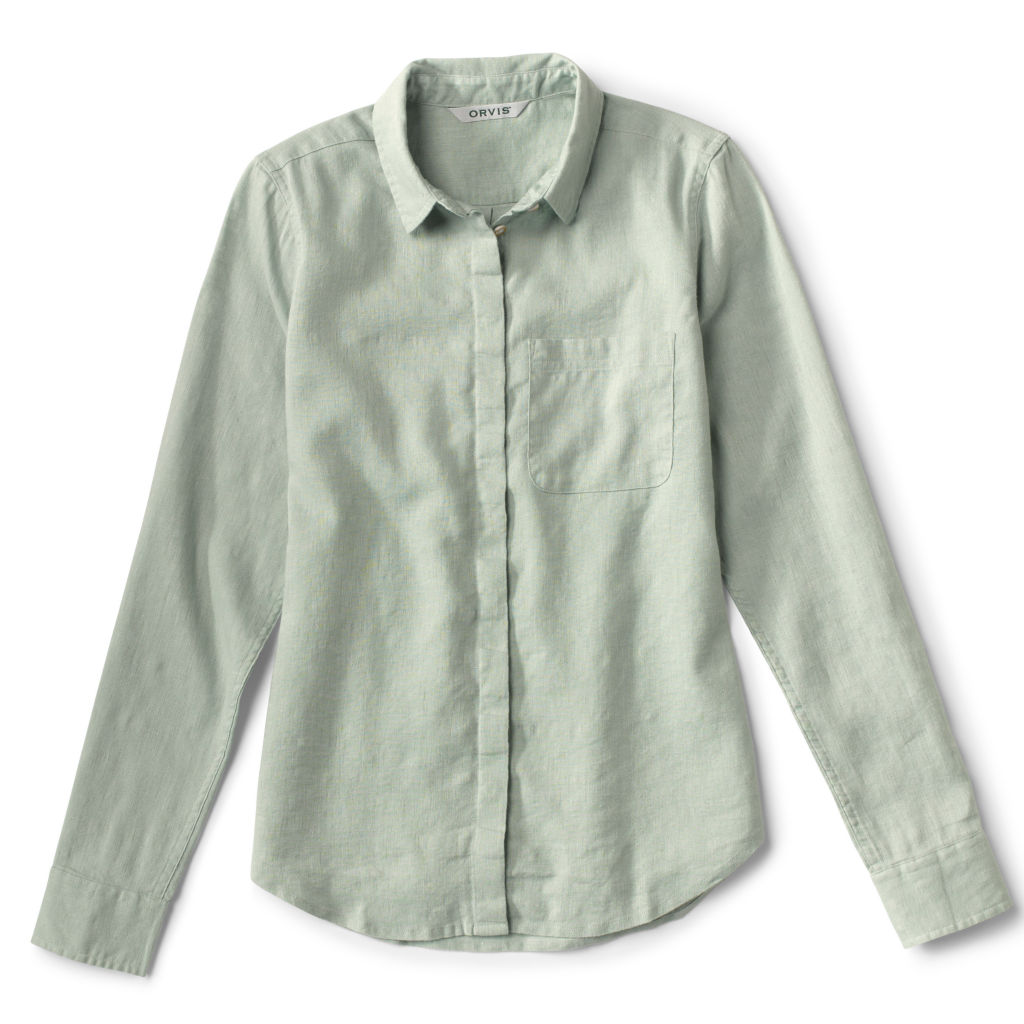 Performance Linen Long-Sleeved Shirt - SEA GLASS image number 0