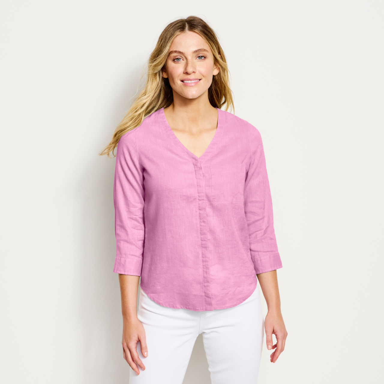 Women’s Performance Linen Three-Quarter-Sleeved Shirt - PINK LEMONADE image number 0