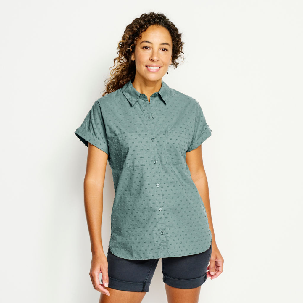 Easy Solid Short-Sleeved Camp Shirt - FOREST image number 0