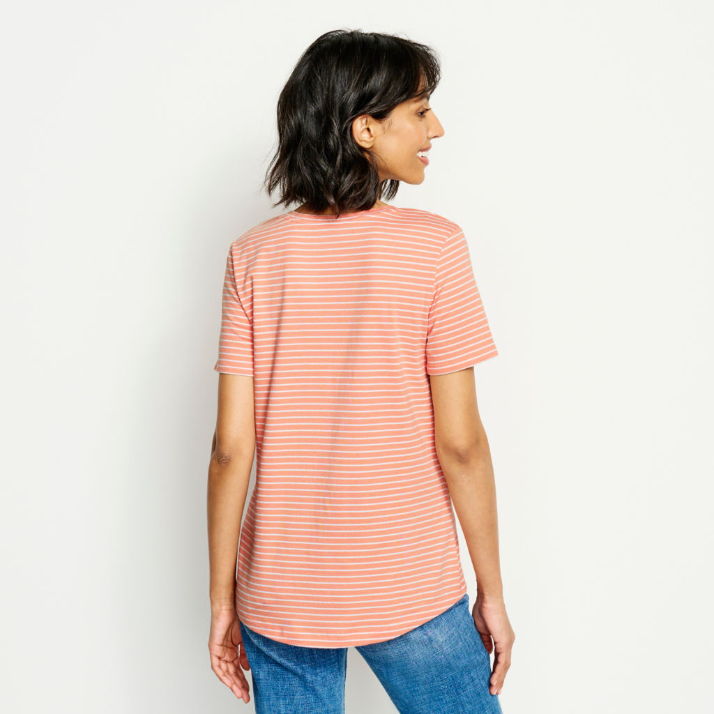 Perfect Relaxed V-Neck Short-Sleeved Tee - SUNSET MINI STRIPE image number 3