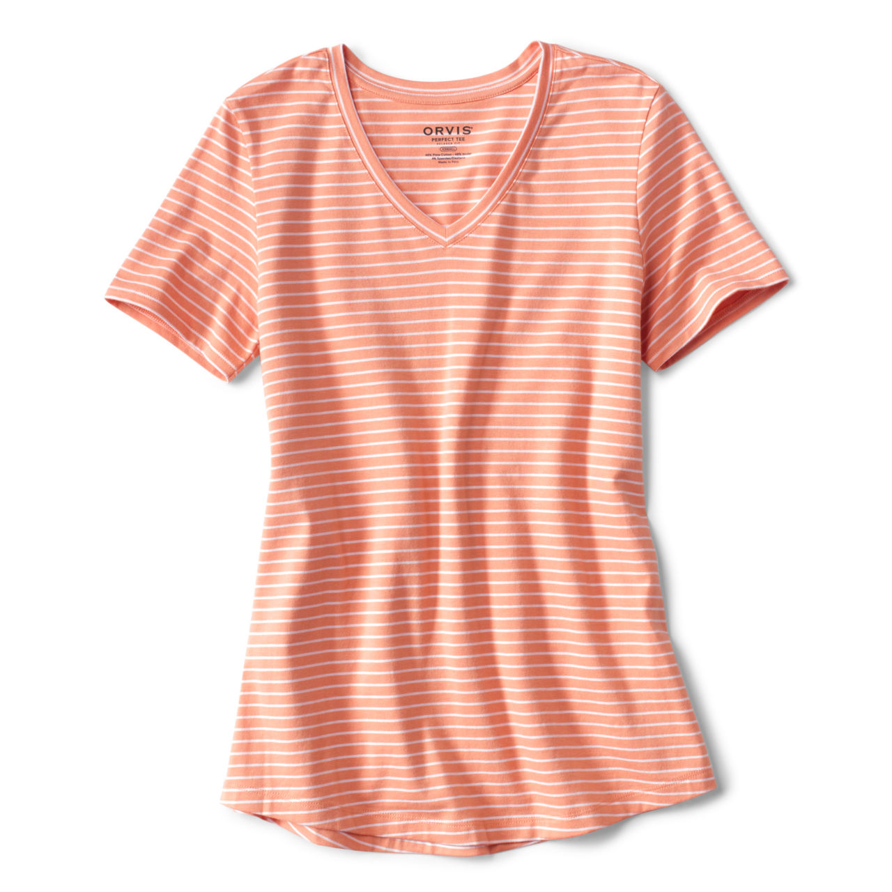 Perfect Relaxed V-Neck Short-Sleeved Tee - SUNSET MINI STRIPE image number 0