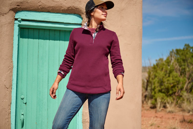 Woman in Signature Softest Snap Sweatshirt walks out into the desert.
