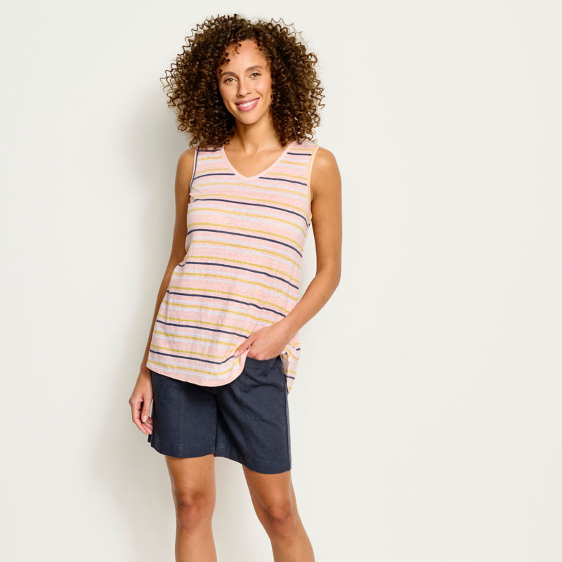 Shoreline Linen Jersey Tank - BLUSH STRIPE image number 1