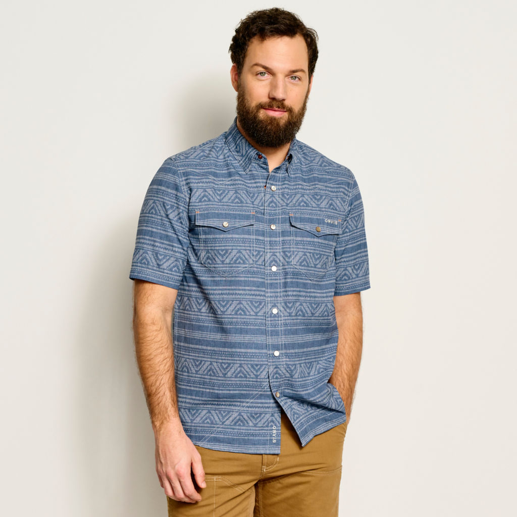 Tech Chambray Western Printed Short-Sleeved Shirt - BLANKET image number 2
