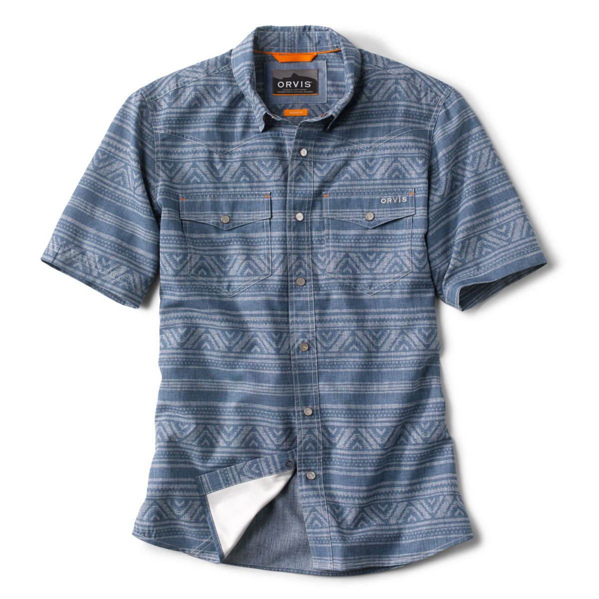 Tech Chambray Western Printed Short-Sleeved Shirt - BLANKETimage number 0