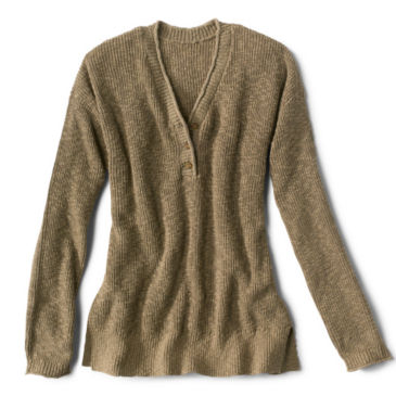 Lightweight Textured Henley Sweater - SAFARI GREEN