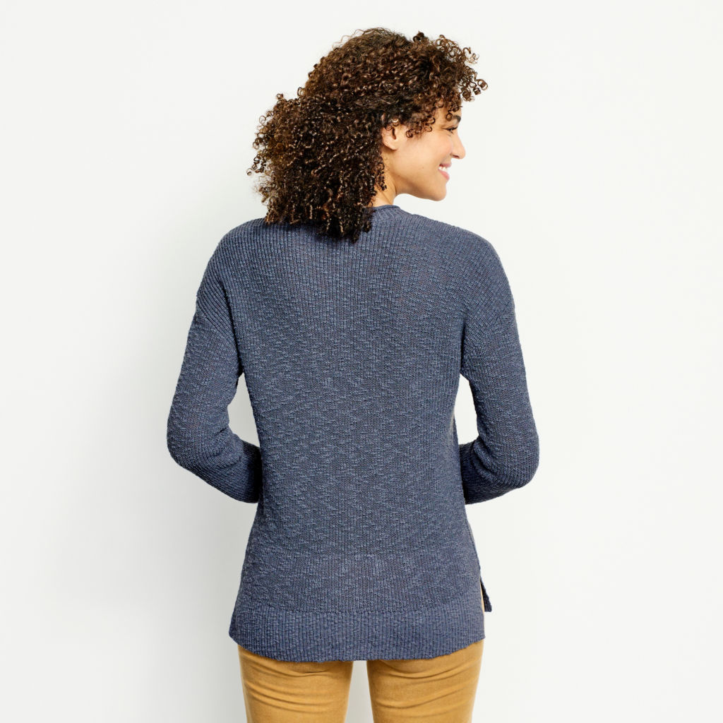 Lightweight Textured Henley Sweater - SAFARI GREEN image number 3