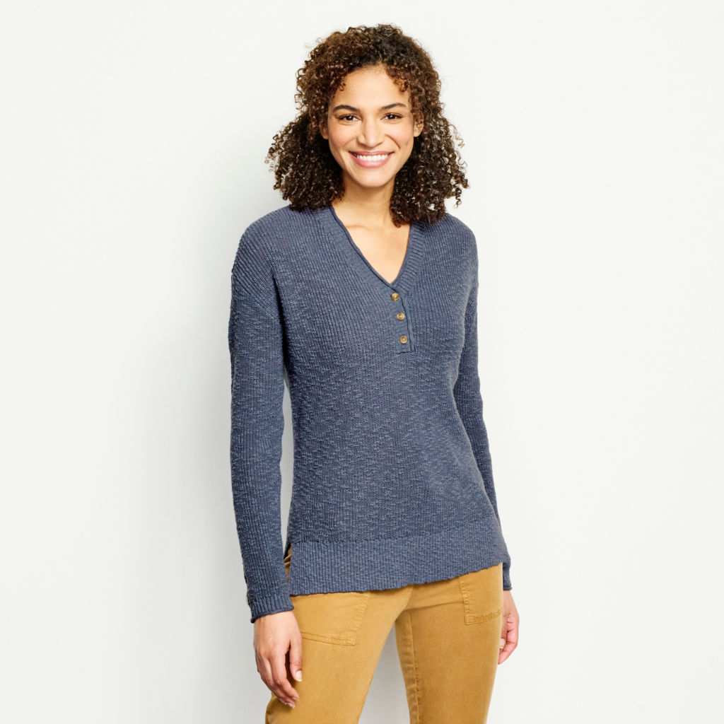 Lightweight Textured Henley Sweater -  image number 0