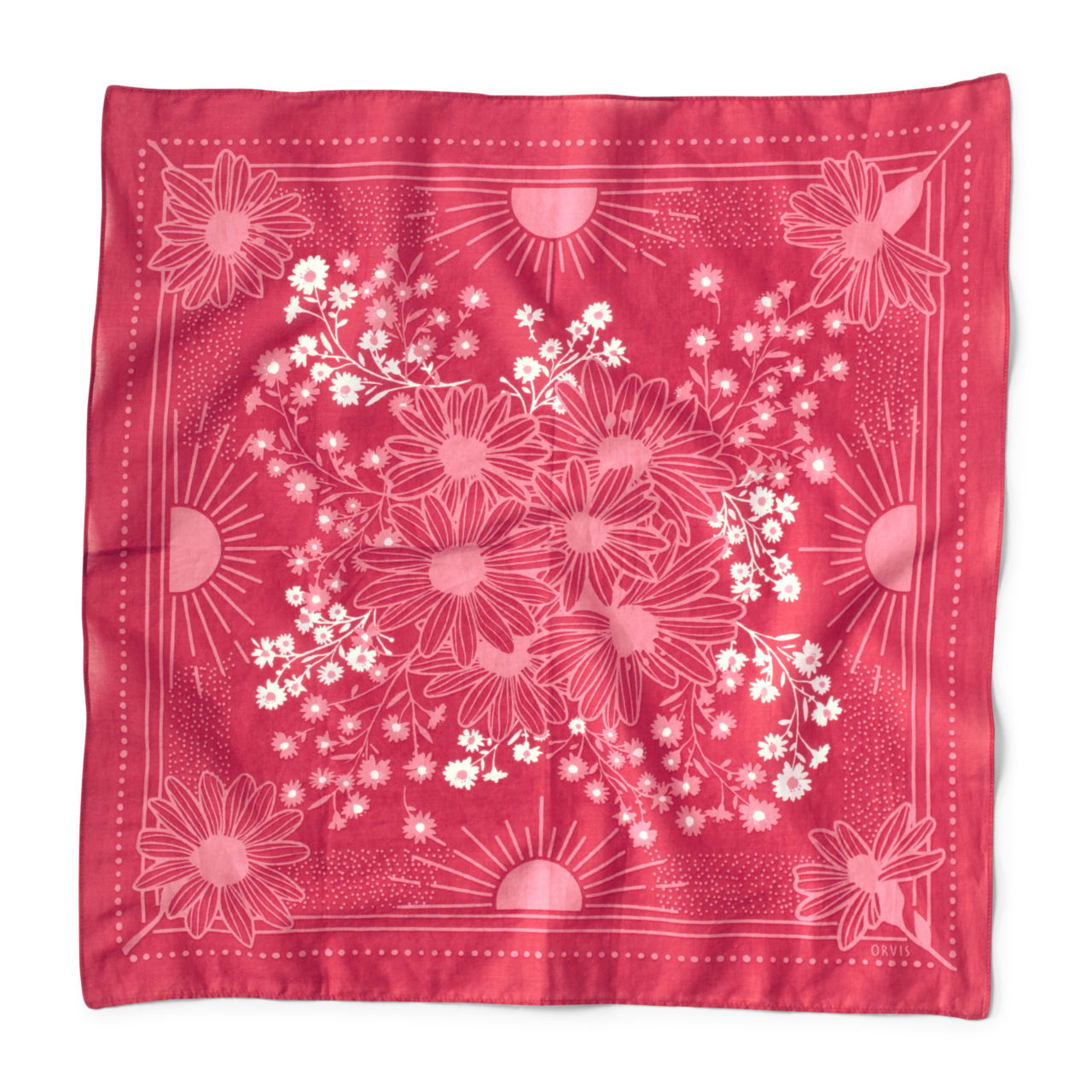Signature Printed Bandana - FADED RED FLOATING DAISY image number 0
